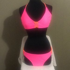 Hot pink and orange bikini by xhilaration